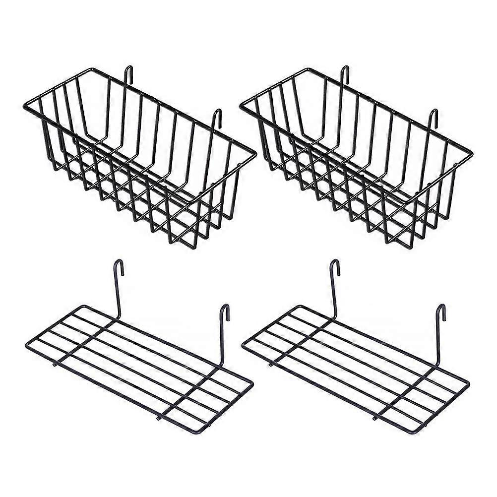 2 Sets Pegboard Baskets Peg Board Racks Wire Shelf Baskets Bins Wall Organizers