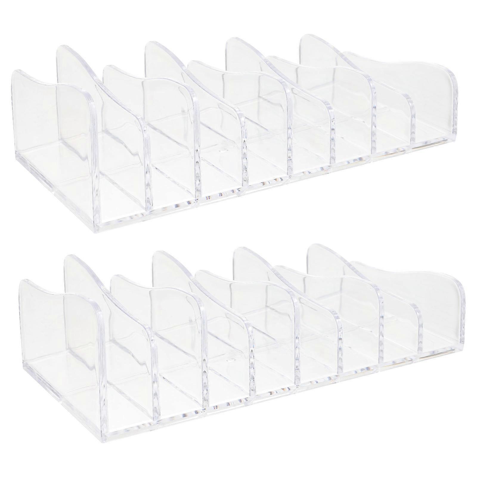 2pcs Section Divided Eyeshadow Holder, Scratch Resistant Cosmetic Display Stand for Easy Access & Storage on Dressing Table
