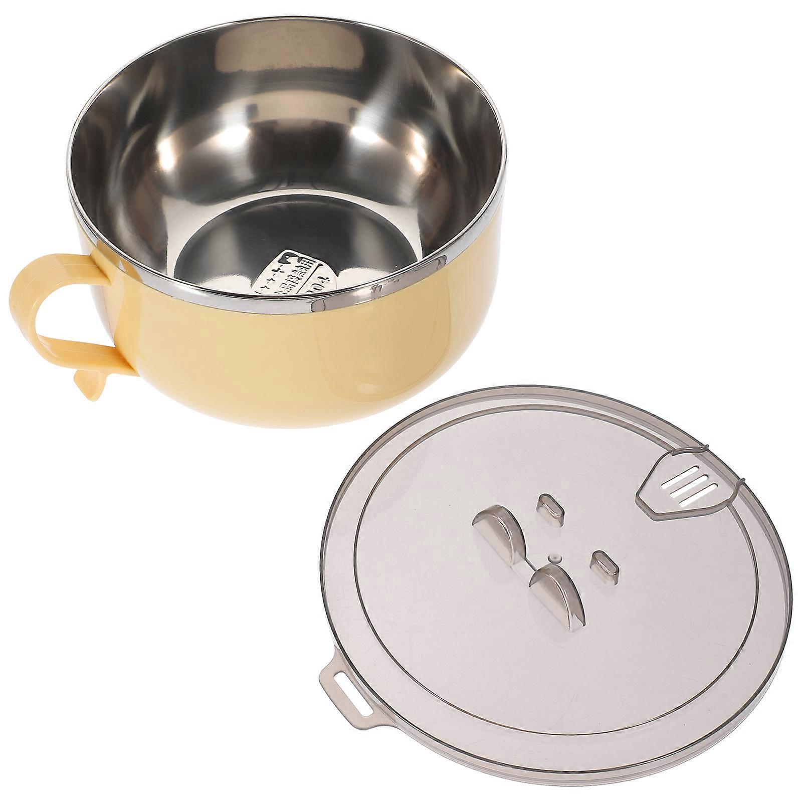 Instant Noodle Bowl Lid Lunch Container Noodle Bowl Handle Drain Holes