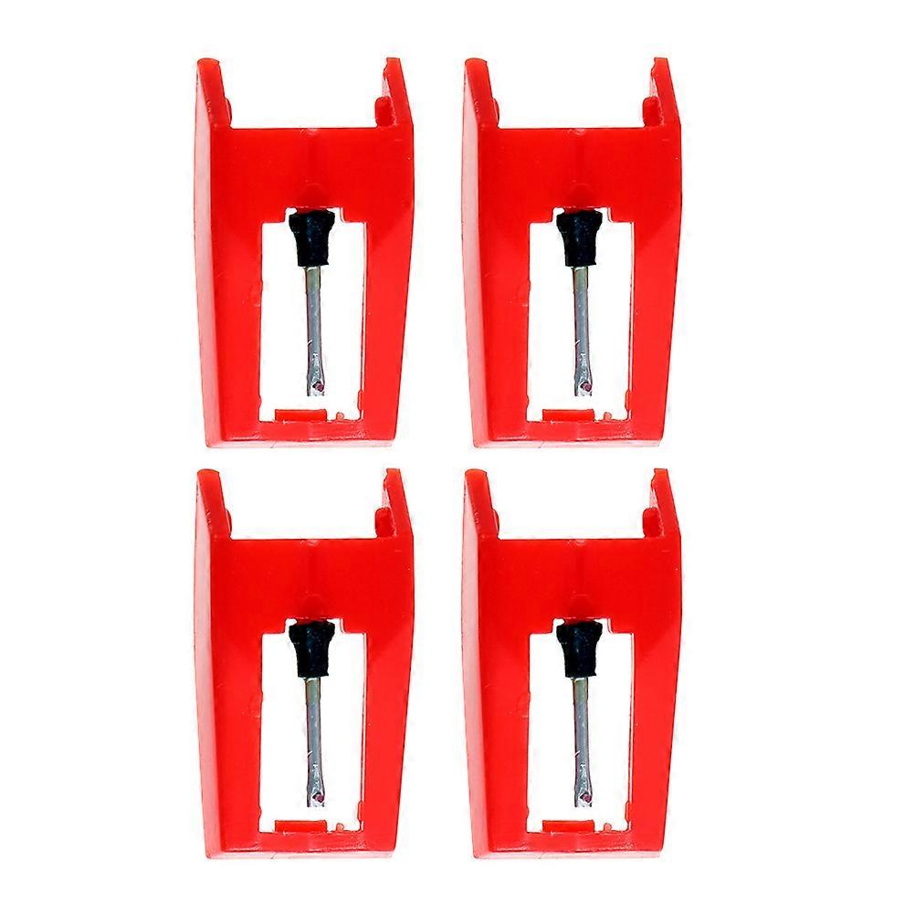 Gramophone Record Player Needle Stylus with Rotatable Replacement for Turntable 4pcs Red Small Size