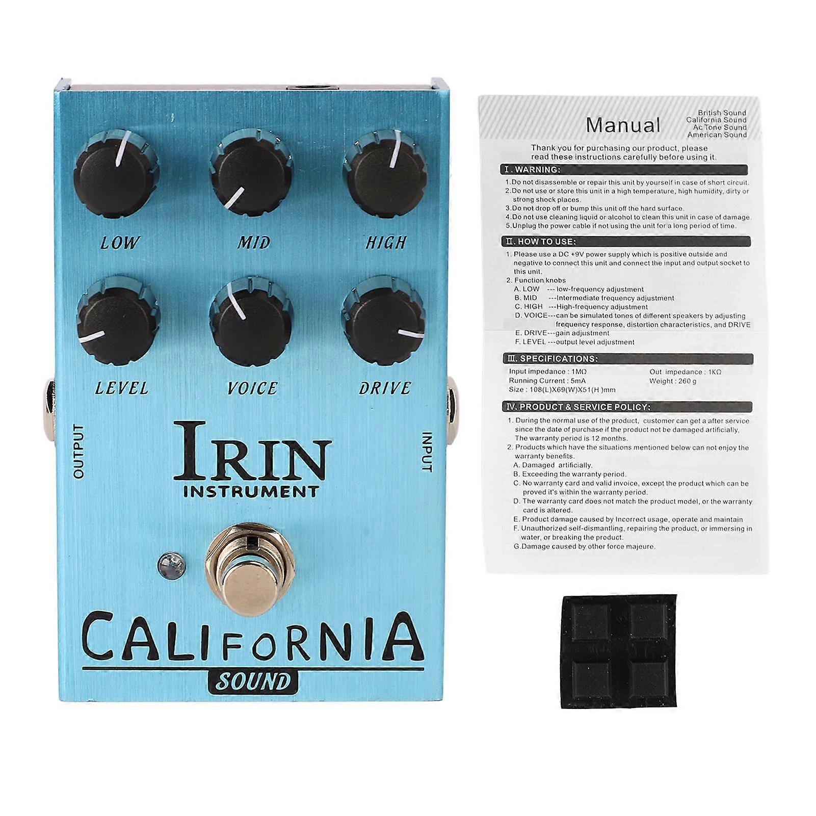 Electric Guitar Effects Drive Pedal Effector Simulating Guitar Distortion and Overdrive Effects AN 32 Light Blue