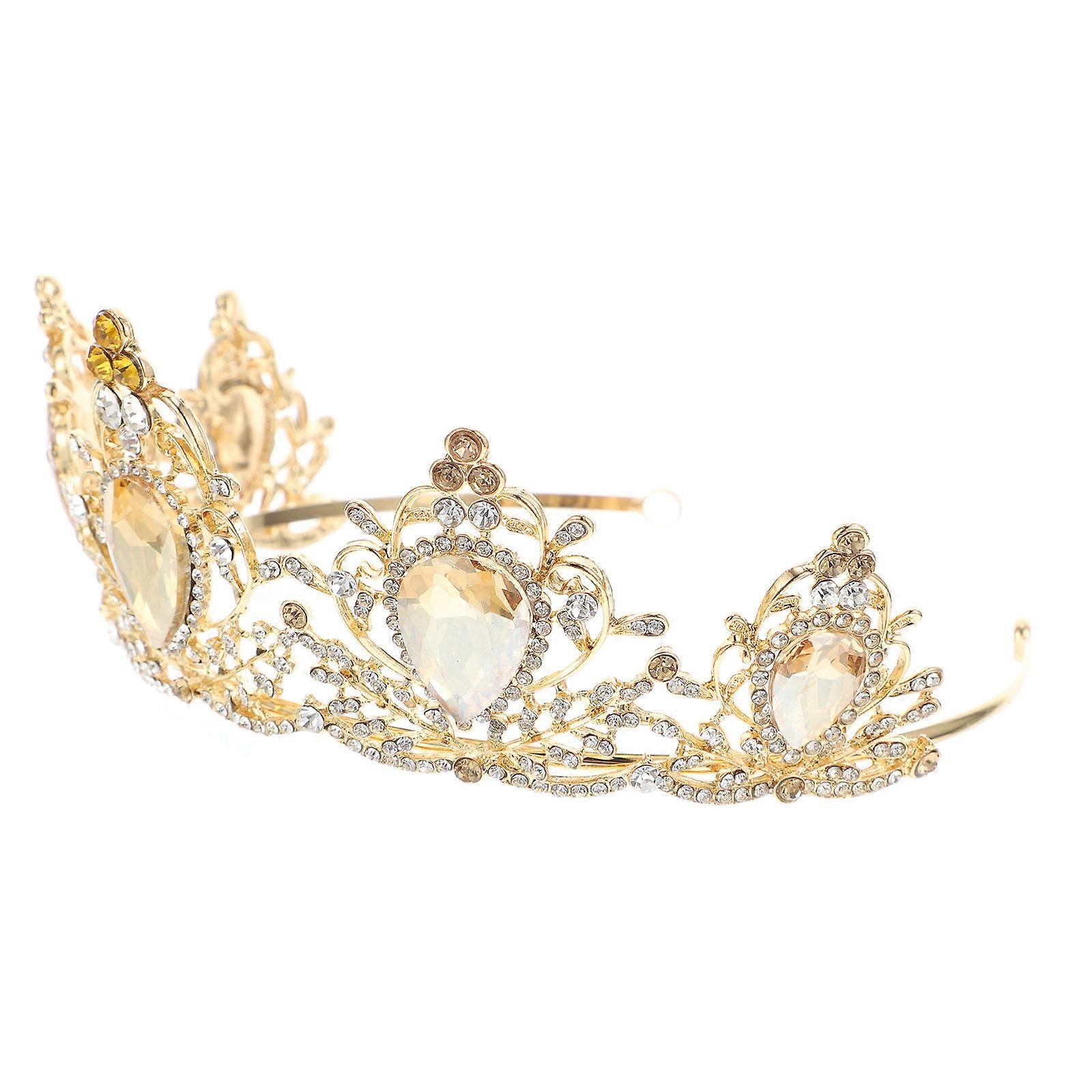 Elegant Bridal Crown Headdress with Durable Alloy Material Golden Color for Decor 1pc