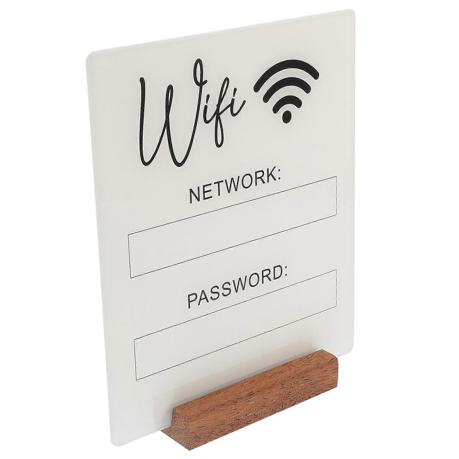 Acrylic Wifi Password Sign for Guest Room Convenient Reminder White Wireless Network Display 8 x 10