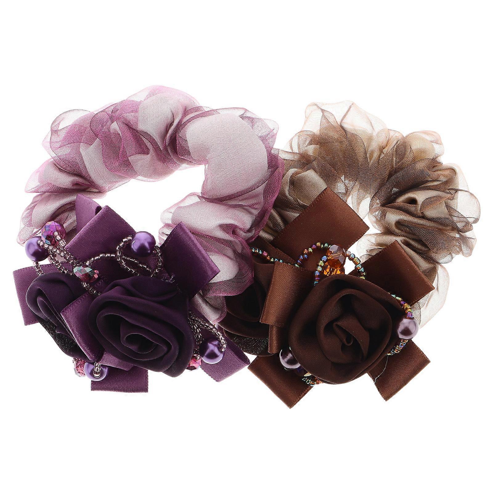 ruusun kukan muotoiset hiukset scrunchies mukavat hiuslenkit joustavat poninhäntäpidikkeet valikoitu väri 2kpl tytöille