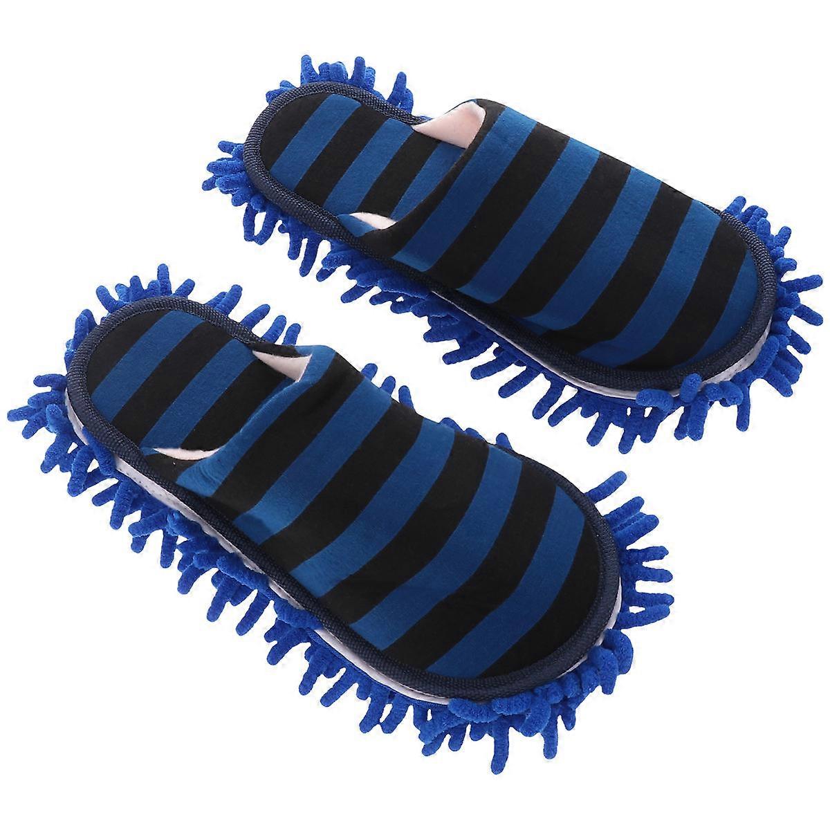 1 Pair of Chenille Slipper Multifunctional Floor Clean Slippers Shoe Covers Household Cleaning Tools Free Size Blue