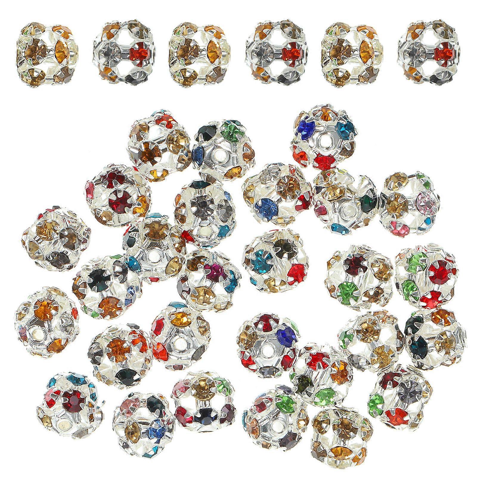 Rhinestones Beads 90Pcs Diy Loose Beads For Jewelry Making Projects Elegant Round Shape For Craft Enthusiasts