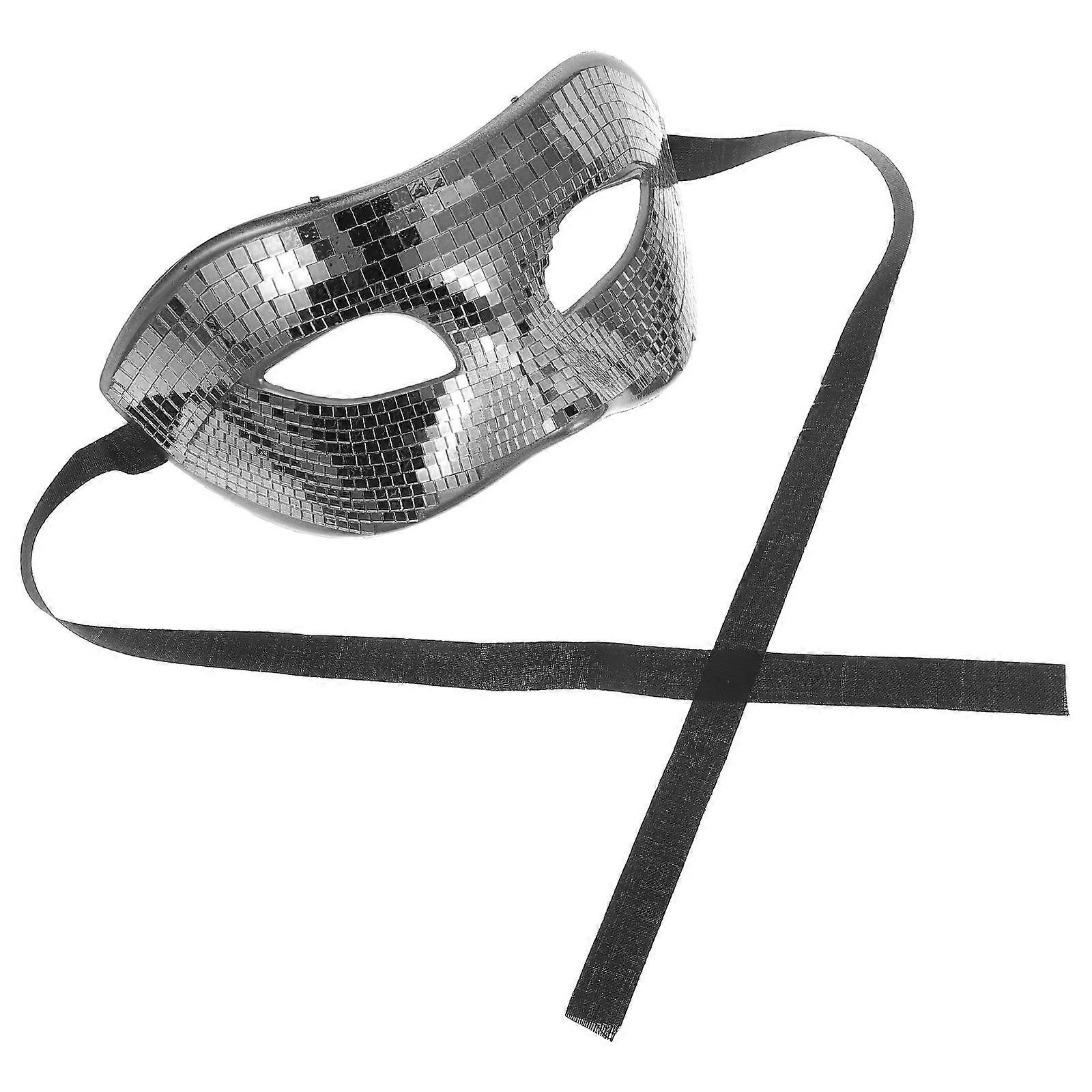 Unisex Comfortable Disco Costume Accessory for Carnival, Halloween, and Party Decorations – Versatile Cosplay and Festival Mask with Silver Mirror