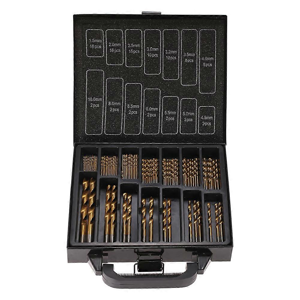 99Pcs HSS Titanium Coated Twist Drill Bit Set 1.5-10mm Twist Drill Bits Bit Set With Box