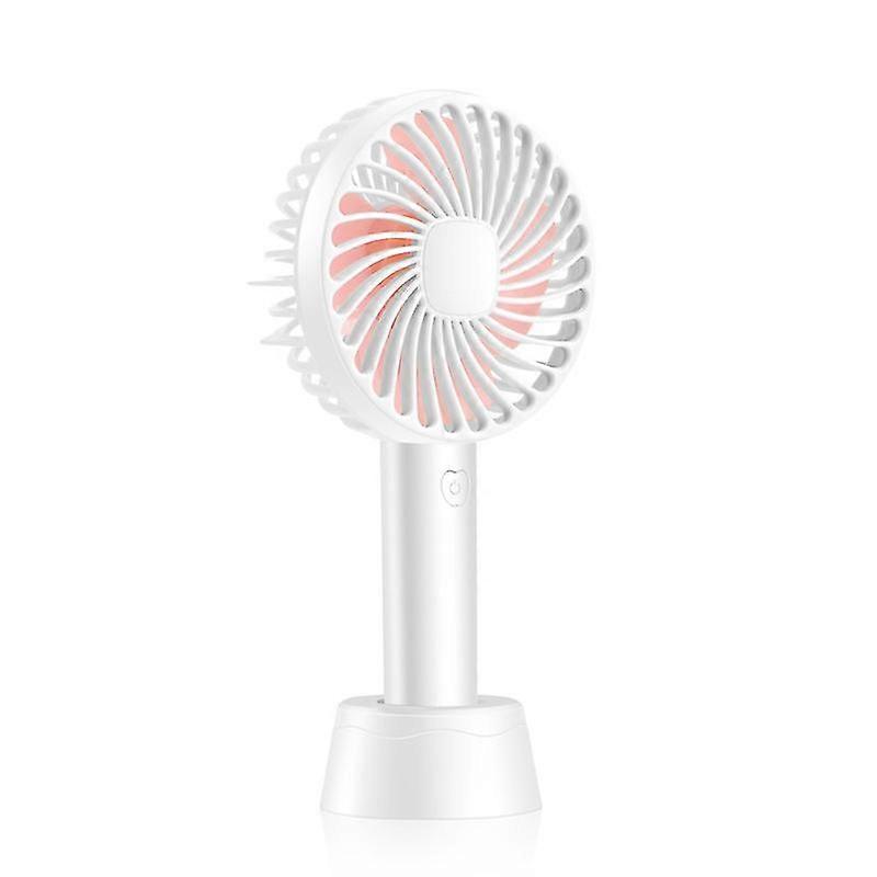 A Portable White Mini Handheld Fan, a USB Rechargeable Hand Fan (No Standard Battery included).