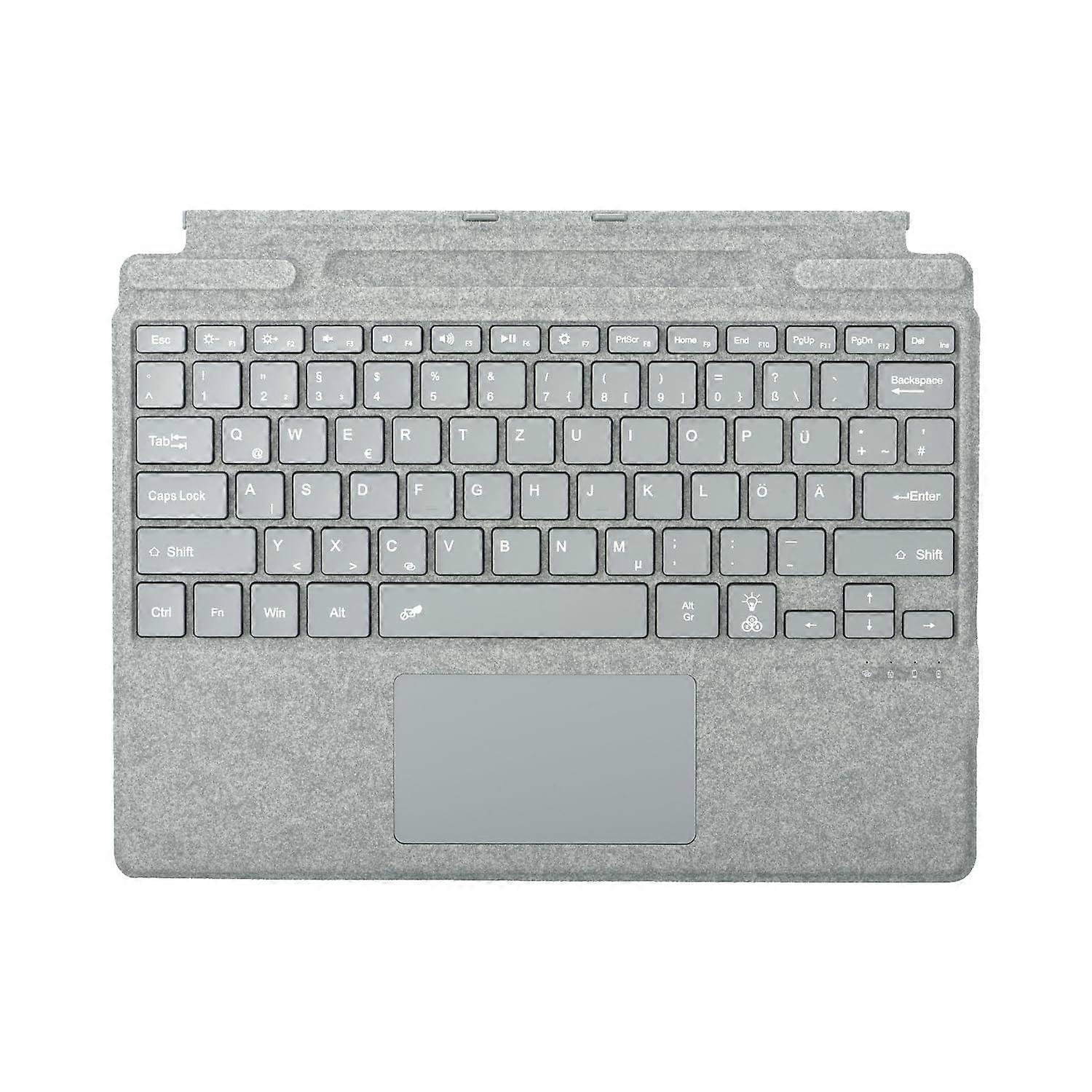 QWERTZ Keyboard for Surface Pro 13 Inch, Compatible with Surface Pro 11th/10/9/8/X, Bluetooth Type Cover Light Grey