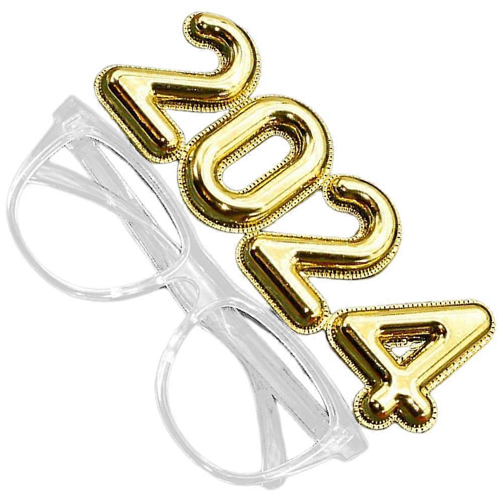 Golden PC Material 2024 Eyeglasses for Decoration and Lightweight Perfect for Party Use and Photo Props 6.5x2.3 inches