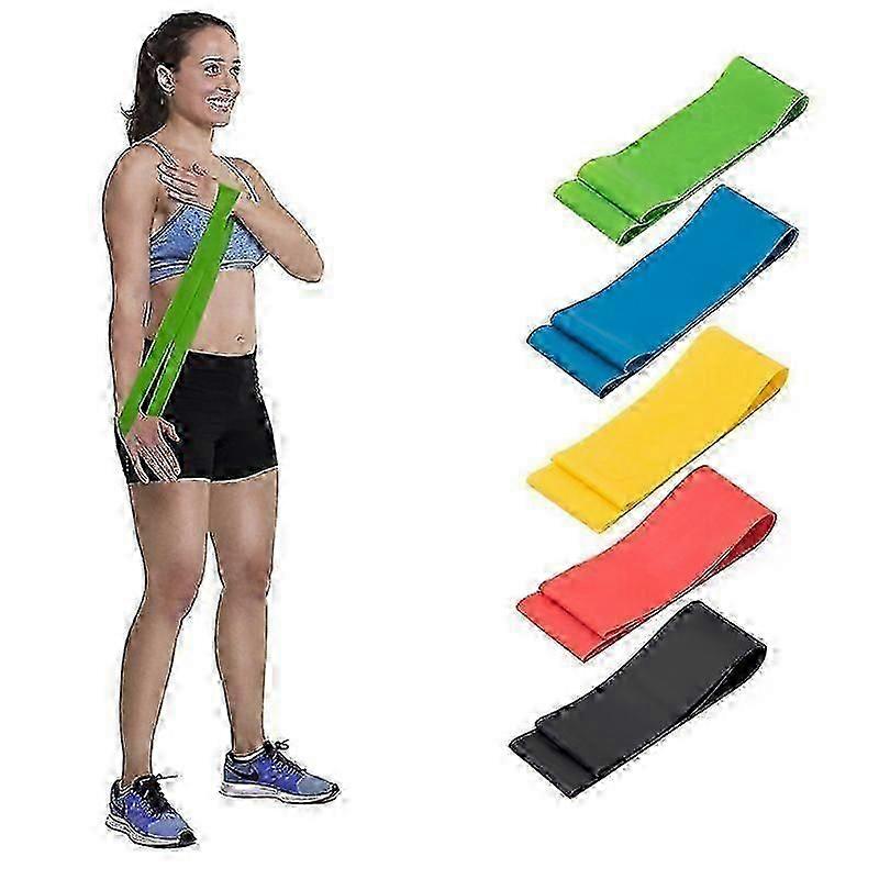 5 عبوات أحزمة تمرين ، أحزمة مقاومة ، يوغا ، إعادة تأهيل أسود