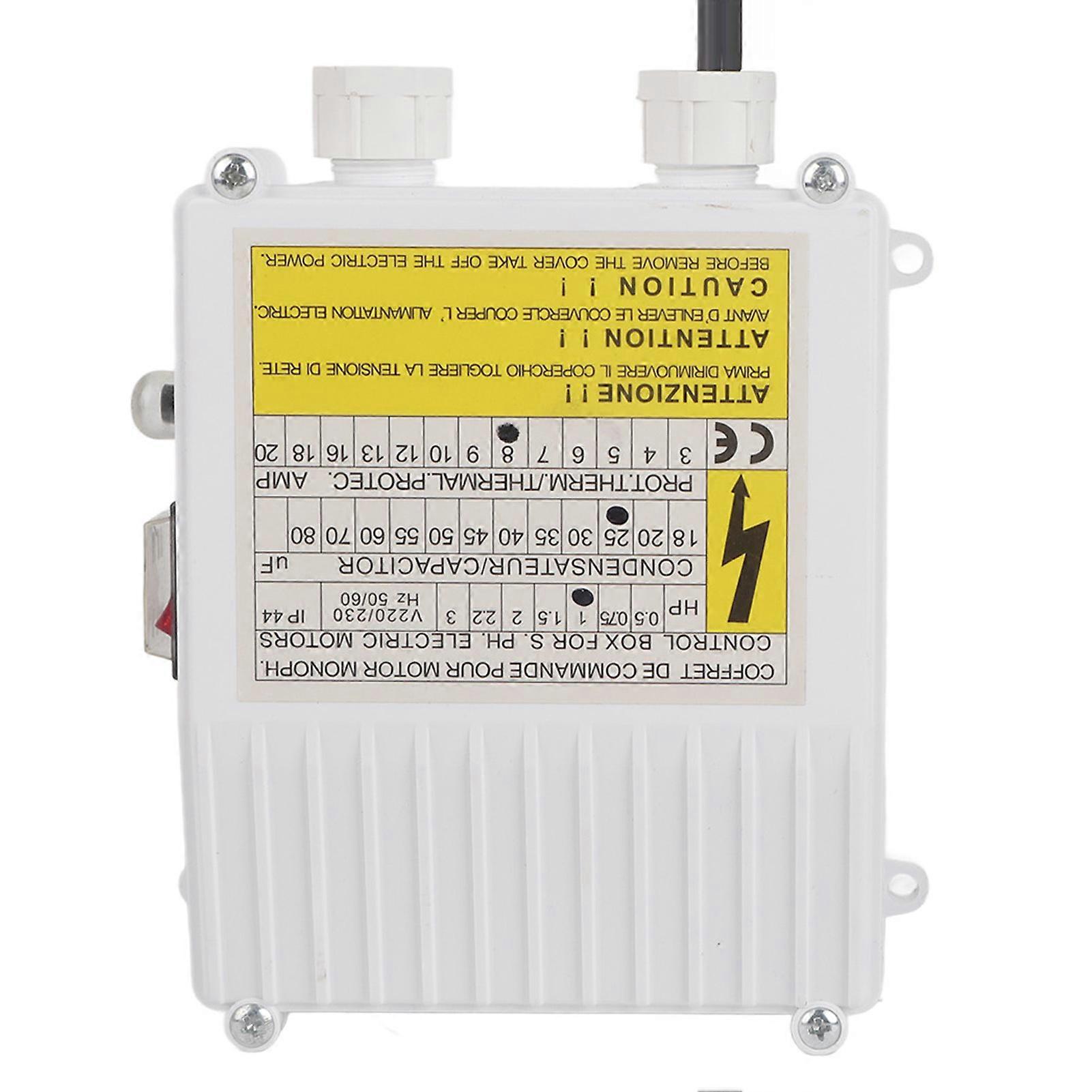 Pump Control Box Bulit in Thermal Protection Circuit Breaker Controller for Deep Well Submersible Household Suction Pumps 0.75KW 1HP 40uf 18A US Plug