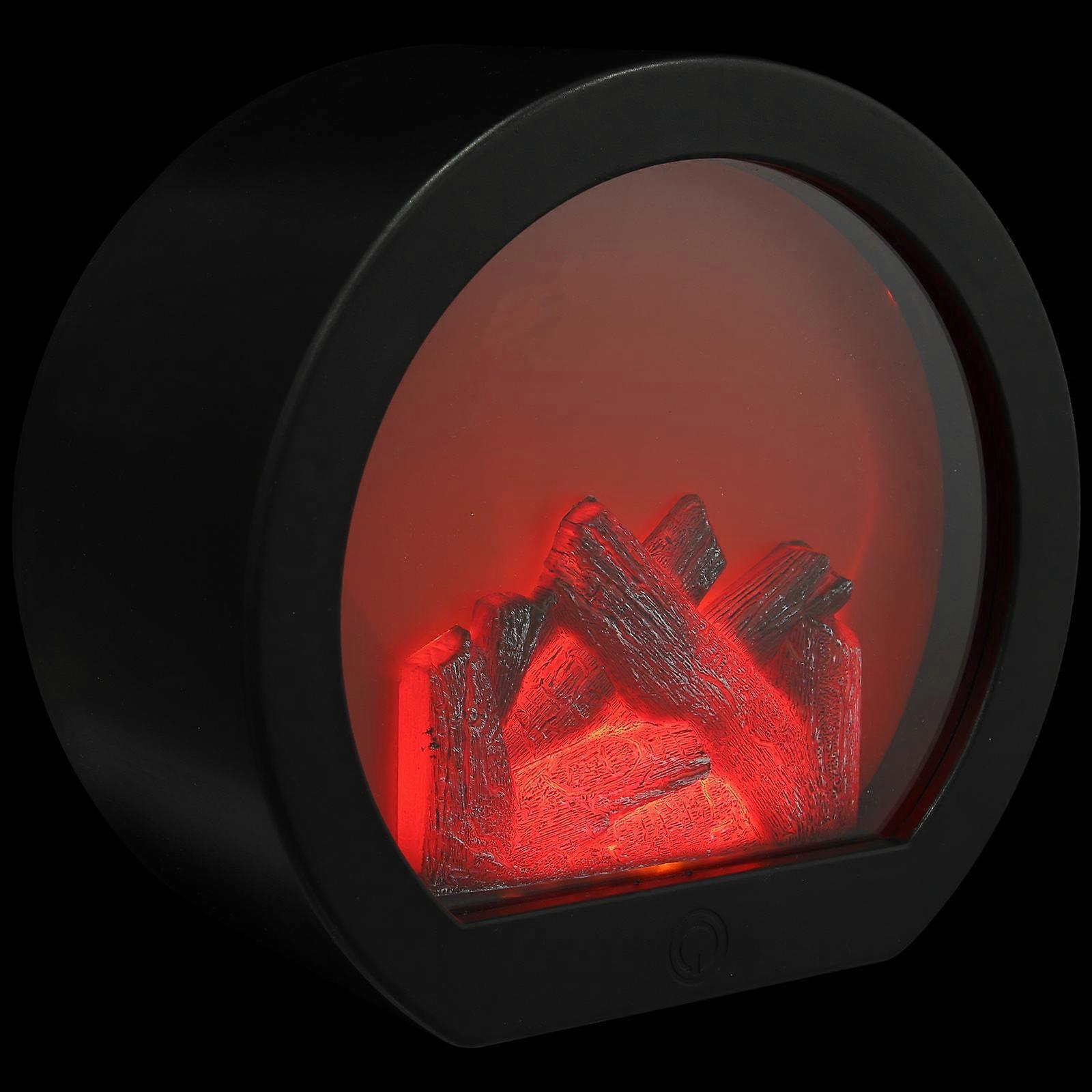 Black LED Fireplace Lamp Decorative Table Light Retro Design for Home Party Celebration Plastic