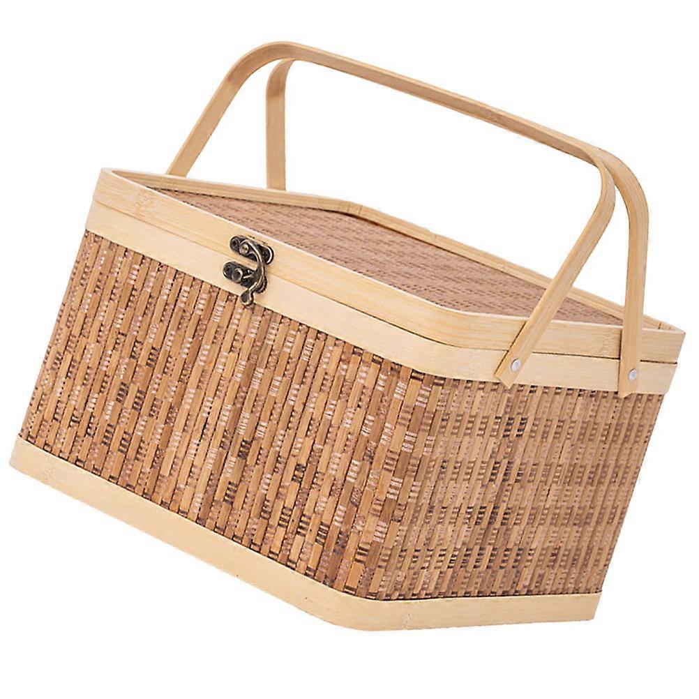 Egg Storage Container Woven Bamboo Basket Lidded Design General Users Suitable 1Pcs