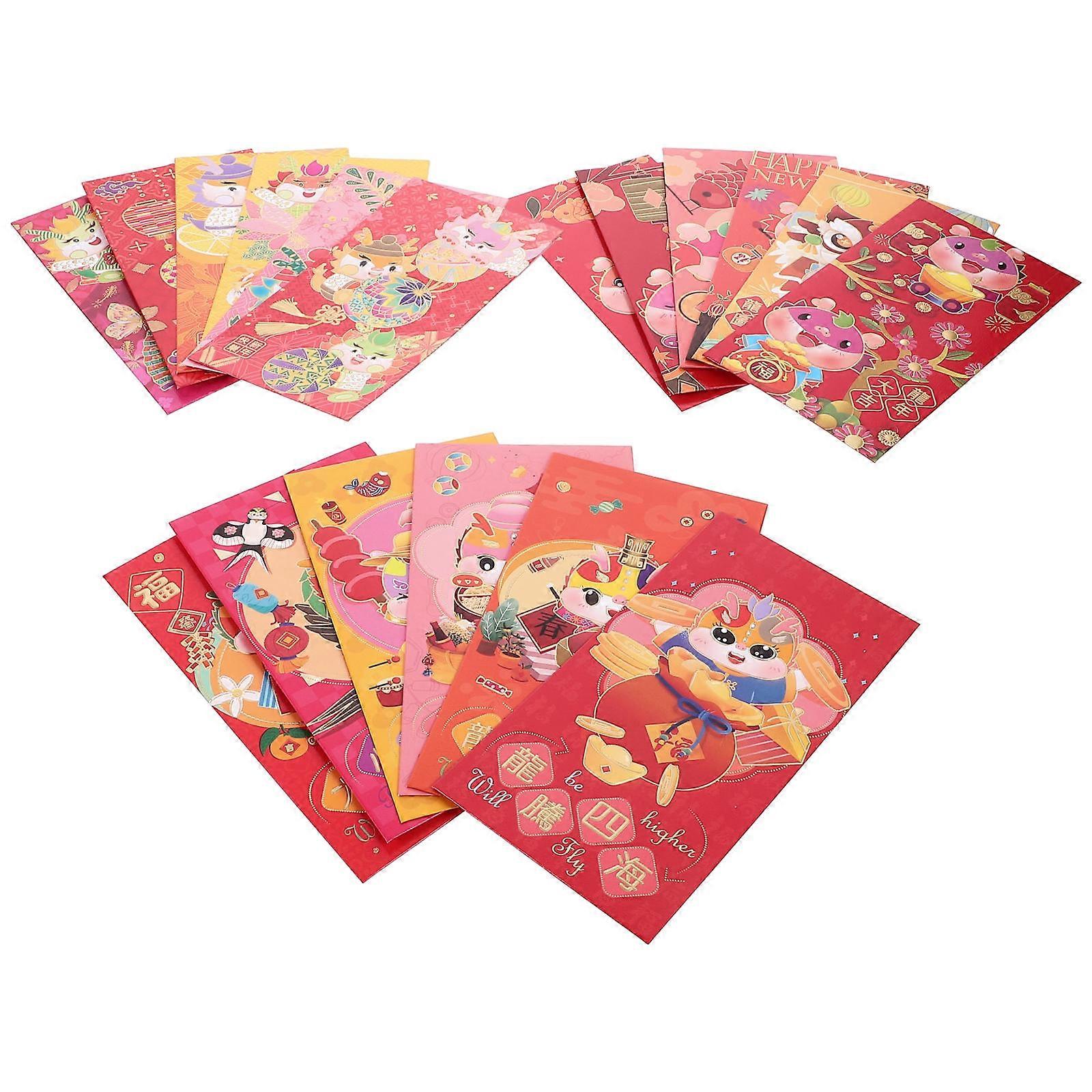 Chinese Style Red Envelopes 18Pcs Luck Money Envelopes Greeting Card Elegant Design For Family Friends