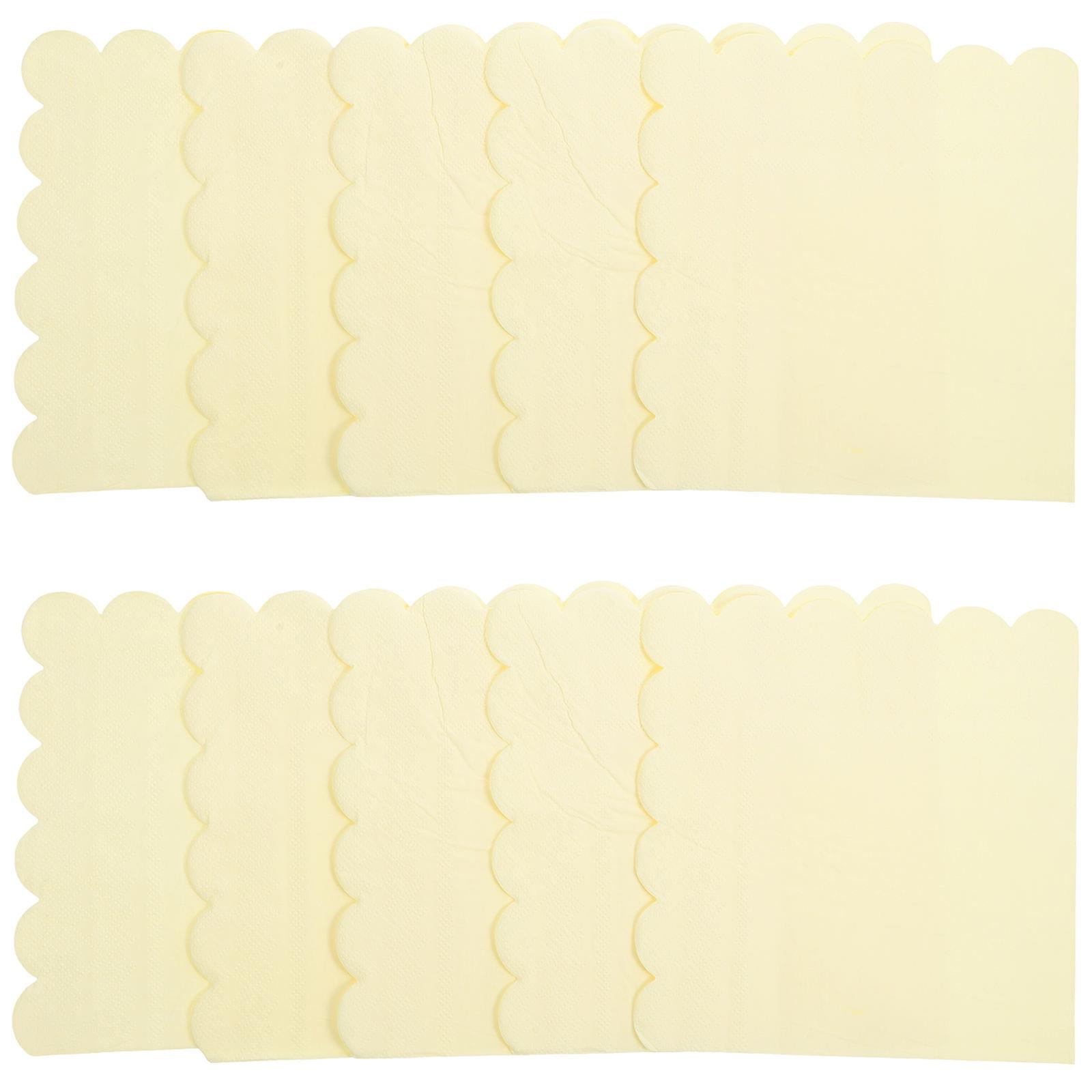 Elegant Decorative Cocktail Party Napkins Soft Paper Serviettes Light Yellow Wavy Edge Cleanup 20 Sheets