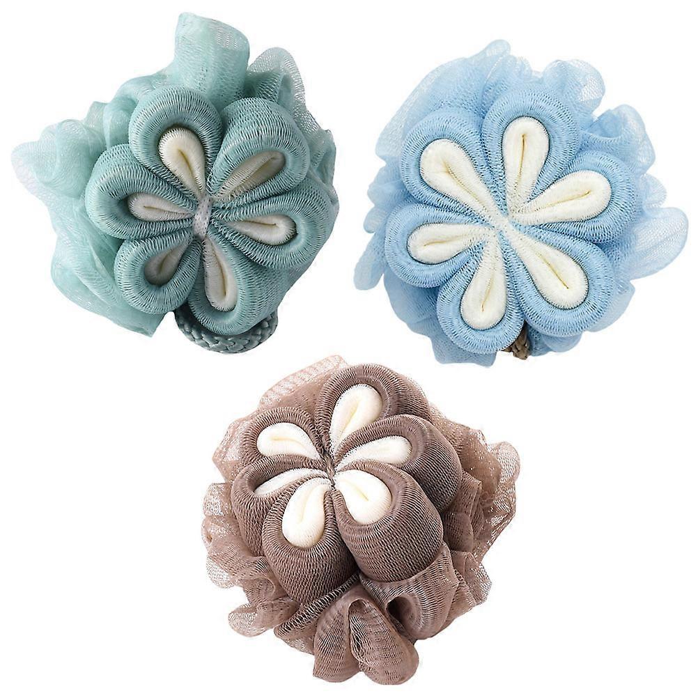 Adorable Pink Bath Mesh Shower Balls with Lanyard for Easy Storage and Drying 3 Pcs Small Size