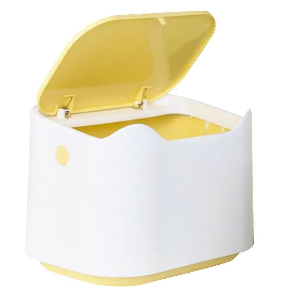 Mini Waste Can Plastic Garbage Container With Lid For Kitchen Bedroom Living Room 1Pcs