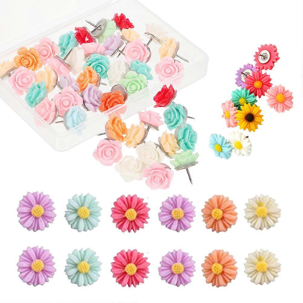 60 قطعة لطيف الراتنج الإبهام دفع دبابيس لمذكرات الحائط ، واللوازم المكتبية الزخرفية للصور والتقويمات والمشاريع الحرفية