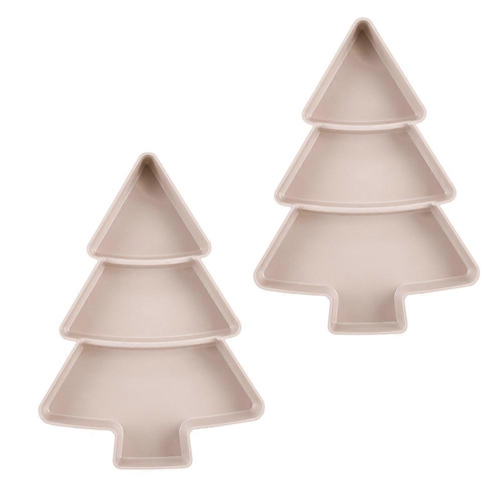 Candy Snack Trays 2Pcs Multicolor Christmas Tree Shape Plate Food Storage Crowd Christmas Atmosphere Mildew-Proof Feature