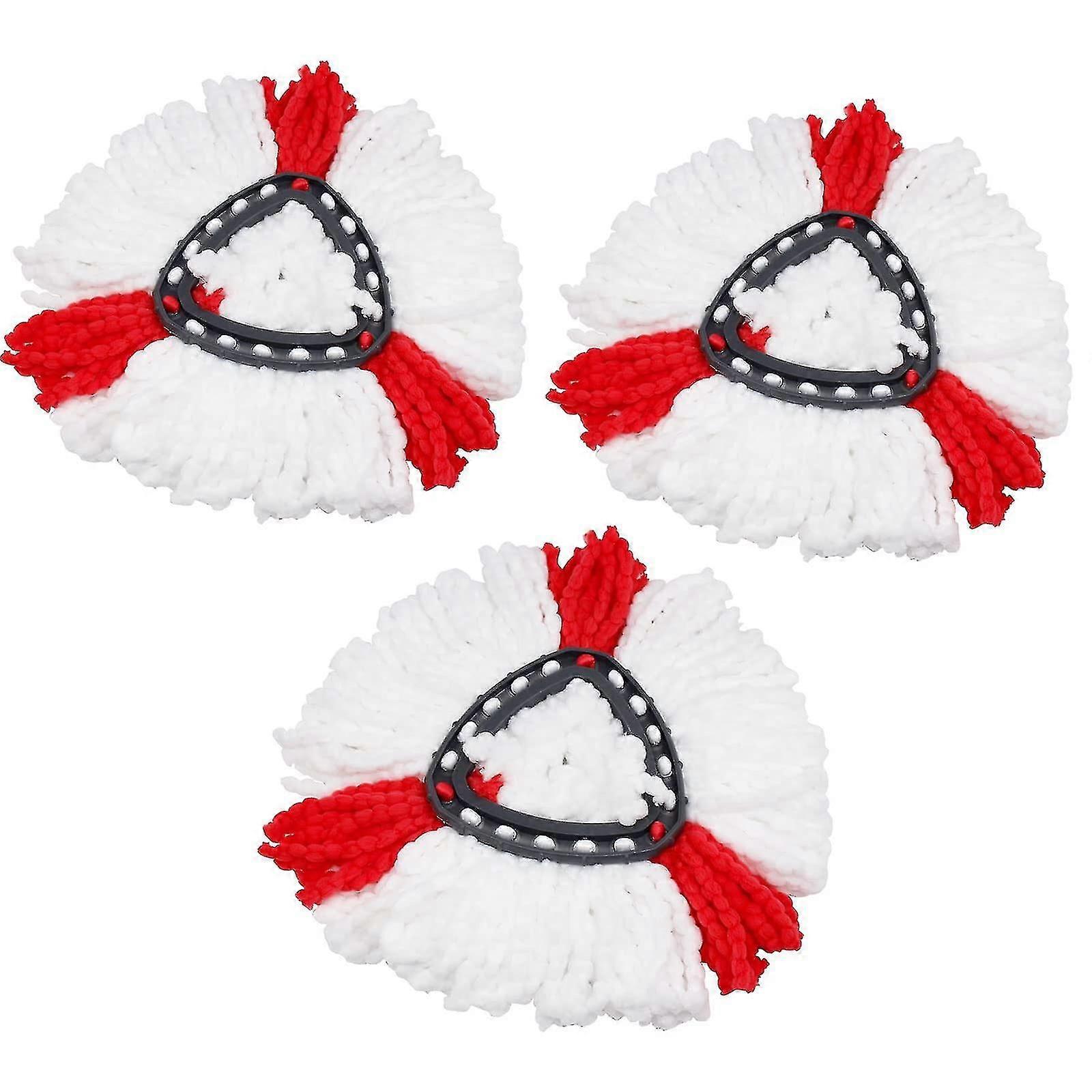 Mop Head Replacement For Spin Mop, Microfiber Mop Heads Refills Compatible With Triangle Turbo Mop (3 Pcs Red)