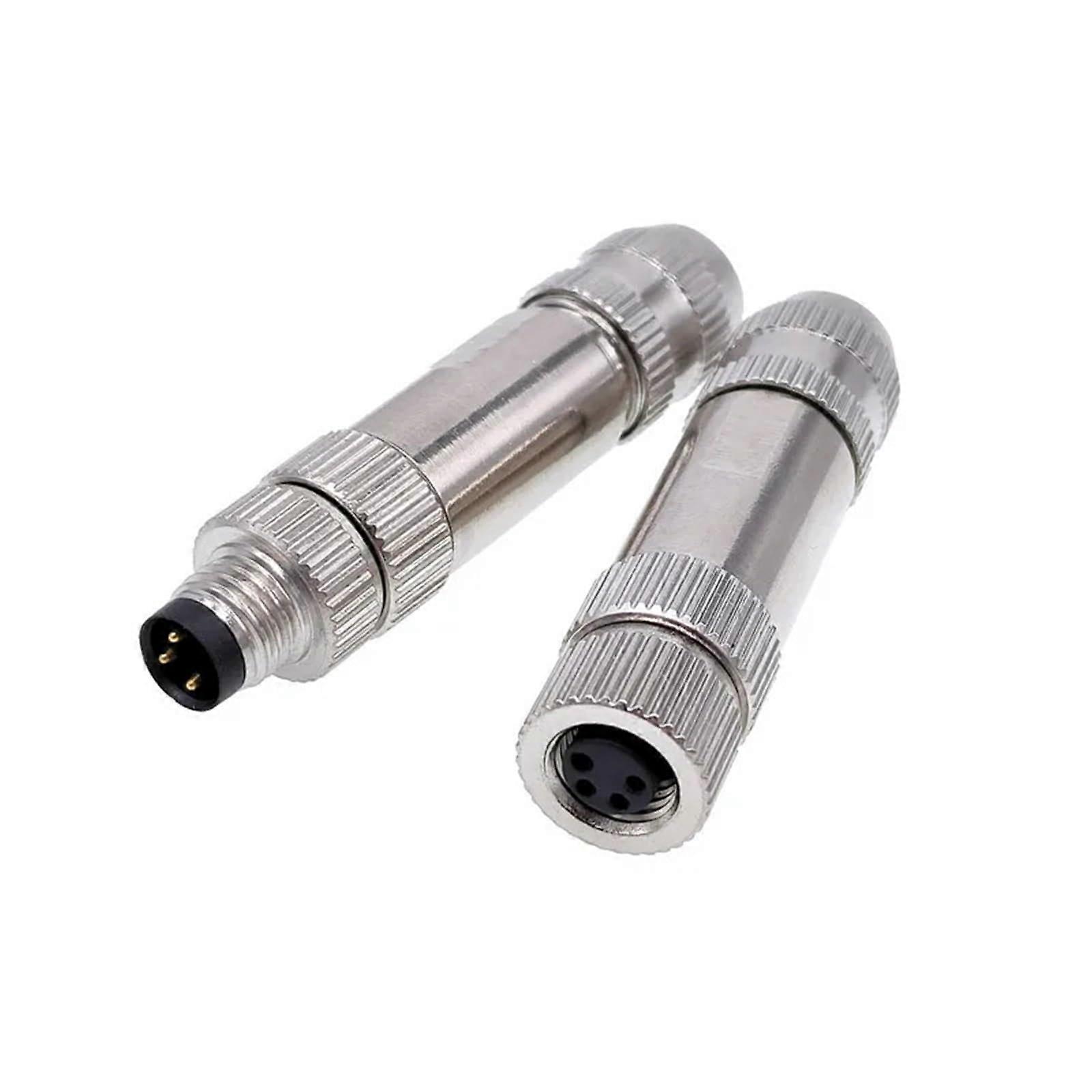 M8 Sensor Connector, Non-Weldable, Screw-Coupling, Metal, A-Code, 90-Degree Elbow, 3-4-Pole, IP68, Straight M8-3M Socket
