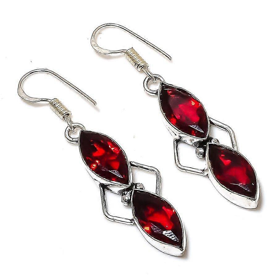 Natural Mozambique Garnet Gemstone 925 Sterling Silver Gift Earring 2.01" O7K74