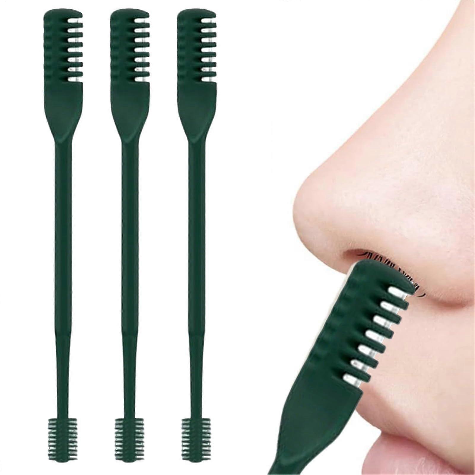 Nose Hair Trimmer Dual-Head 360-Degree Rotating Grooming Tool With 3 Trimming Heads Dark Green