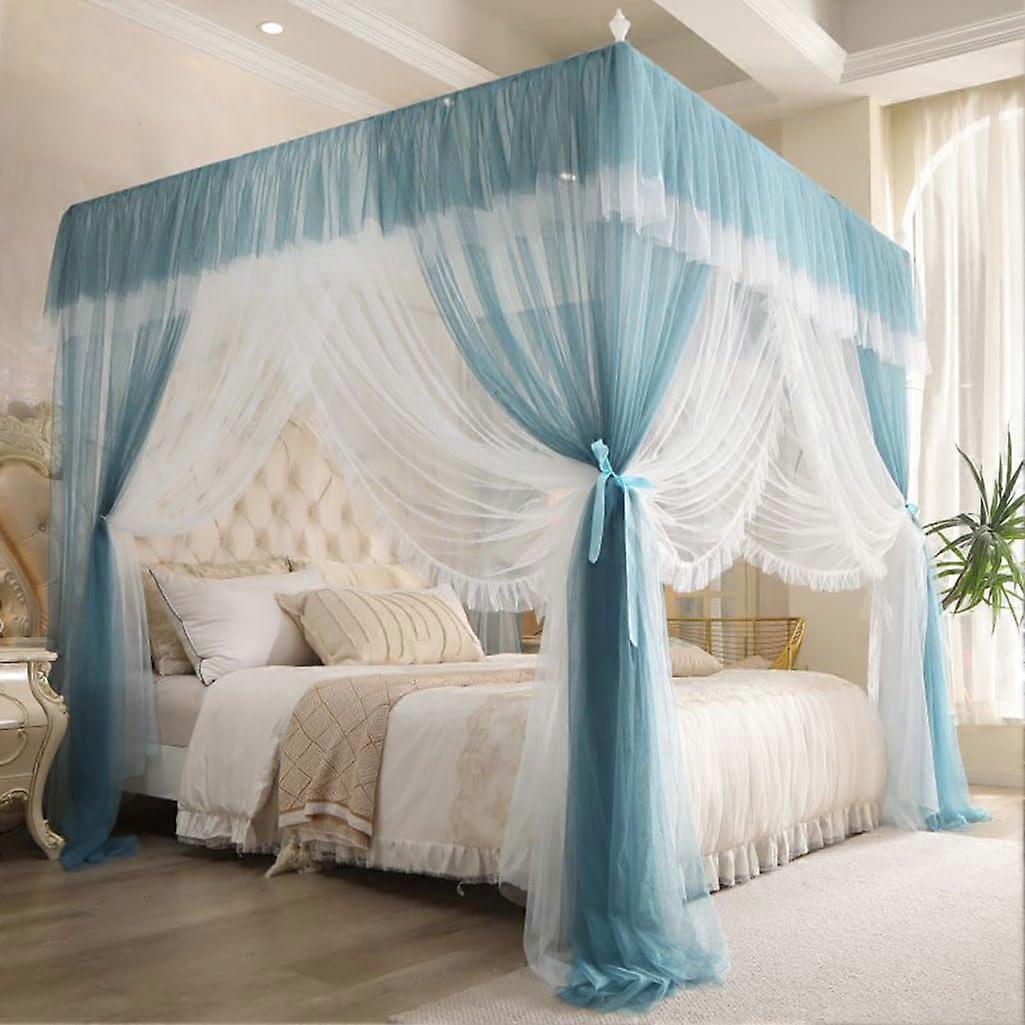Elegant mosquito net in sky blue, 2.0*2.2m