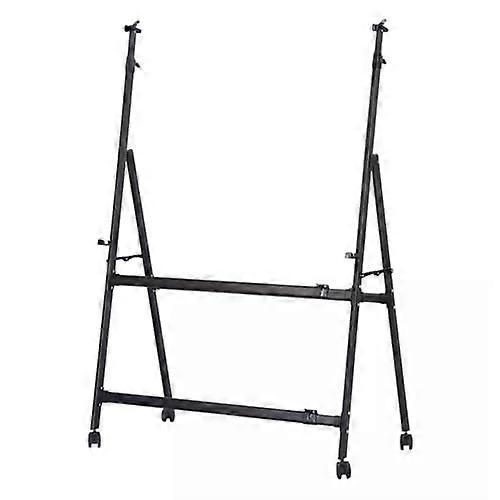 Portable Aframe stand, foldable metal bracket, adjustable black mobile easel stand with 4 wheels