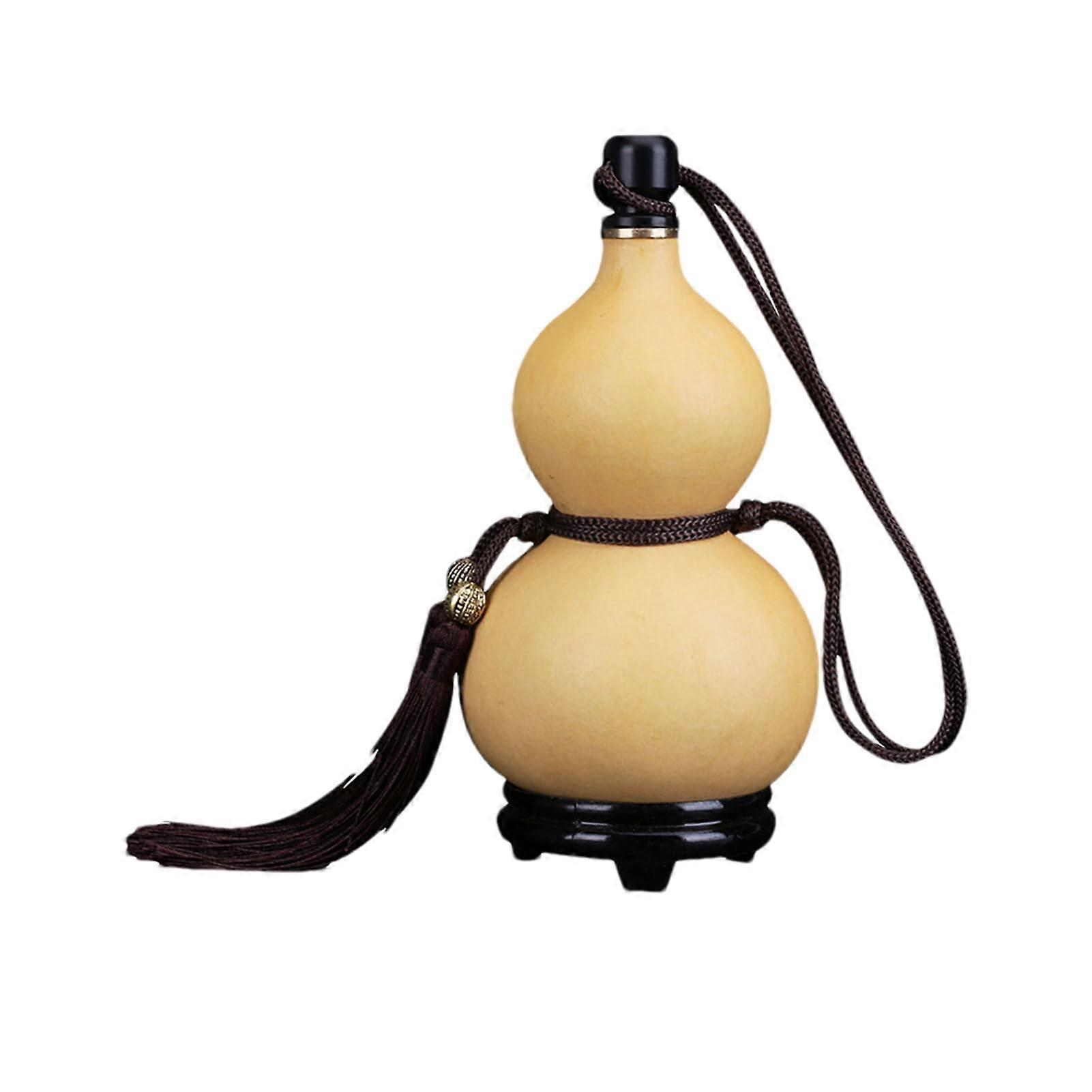Natural Pumpkin Bottle 500 ml with Cord, Calabash Dried Water Bottle for Outdoor Drinking, Wine Pot with Lid