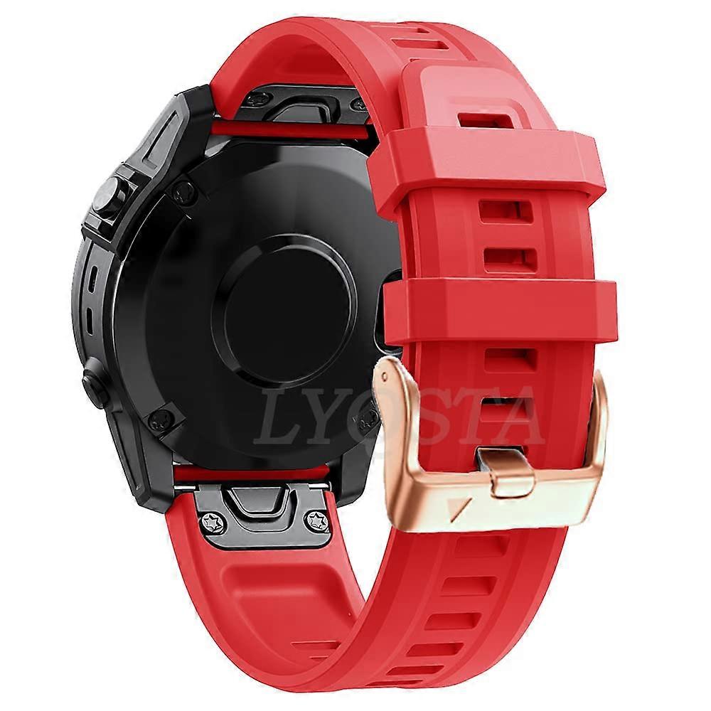 20mm Silicone Smart Watch Band Straps for Garmin Fenix 7S 5S Plus 6S 6S Pro and Instinct 2S Rose Gold Red Quick Release