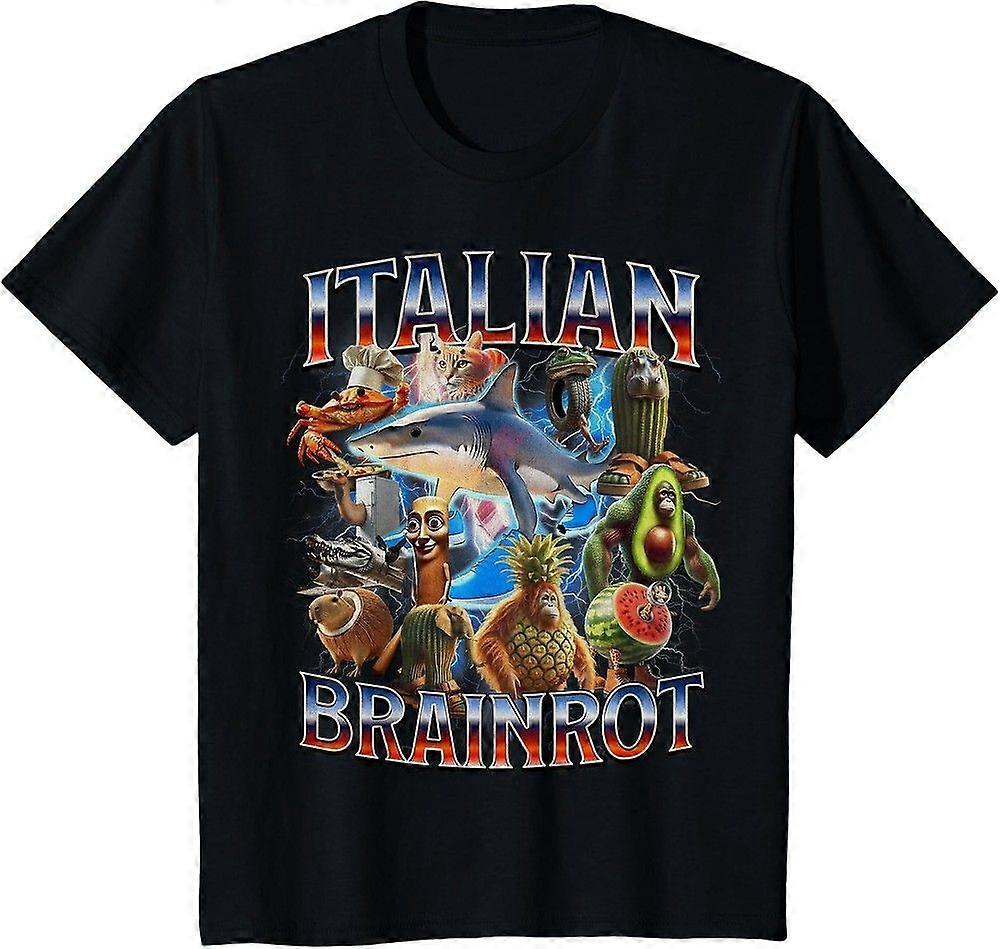 أنواع شخصية Brainrot Meme الإيطالية المرسومة يدويا لقميص للجنسين