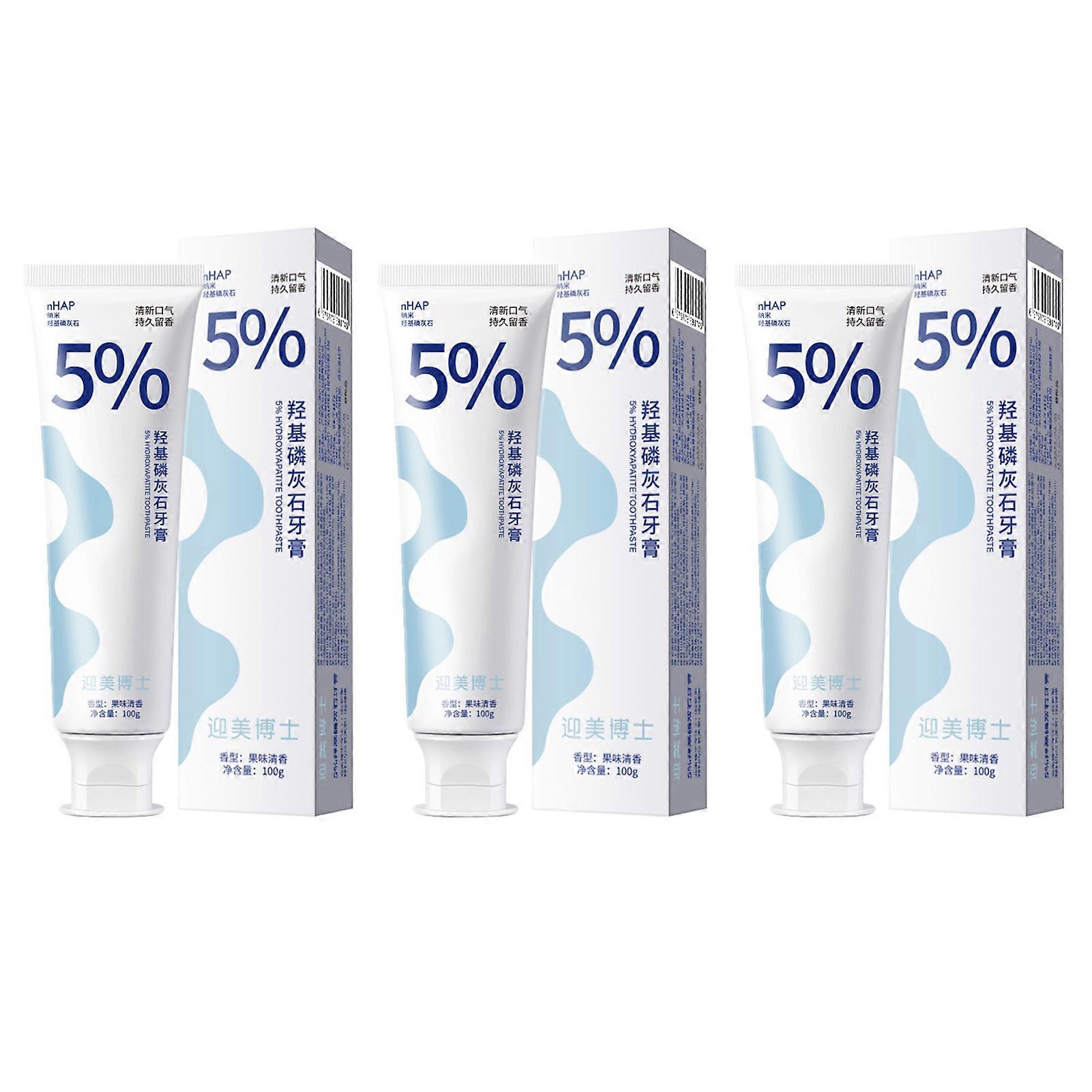 5% Hydroxyapatite Whitening Toothpaste for Sensitive Teeth, Natural Stain Removal, Refreshing Breath, Safe for Kids and Adults