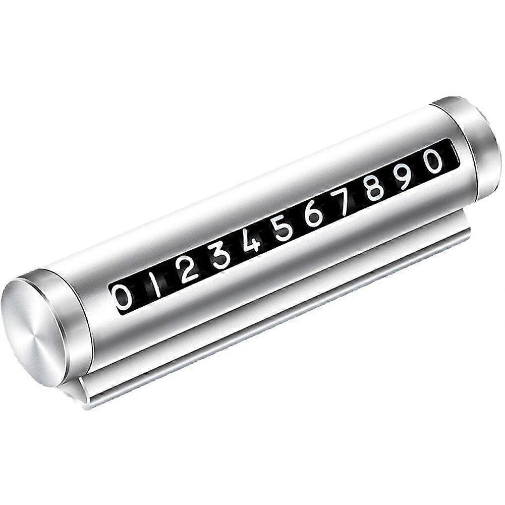 Temporary Car Parking Card Number Plate, Rotating Silver Phone Number Display for Automobile Accessories