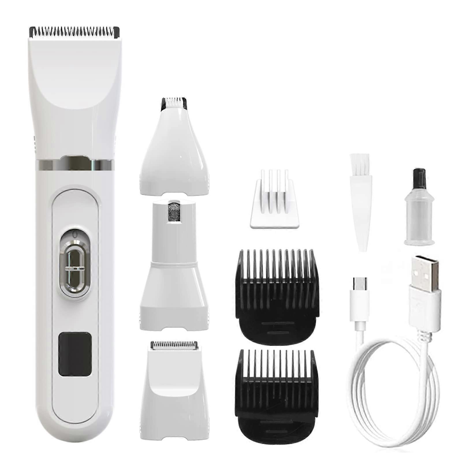 Electric Dog HairClipper Low Noise Pet GroomingClipper Pet HairTrimmer Comb Cutting Dog Pet Grinder White