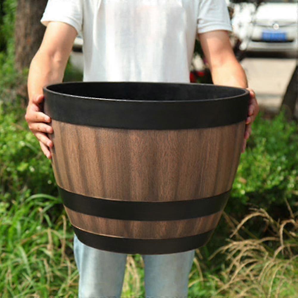 樹脂植木鉢:ウイスキー樽のデザイン、屋内および屋外の庭、庭、パティオでの使用のためのヴィンテージスタイル