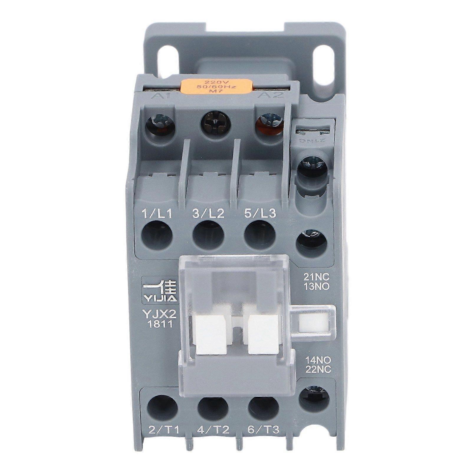 AC Contactor 3 Pole 1NO 1NC 18A Rail Mount Silver Contact Low Voltage Motor Controller 220V