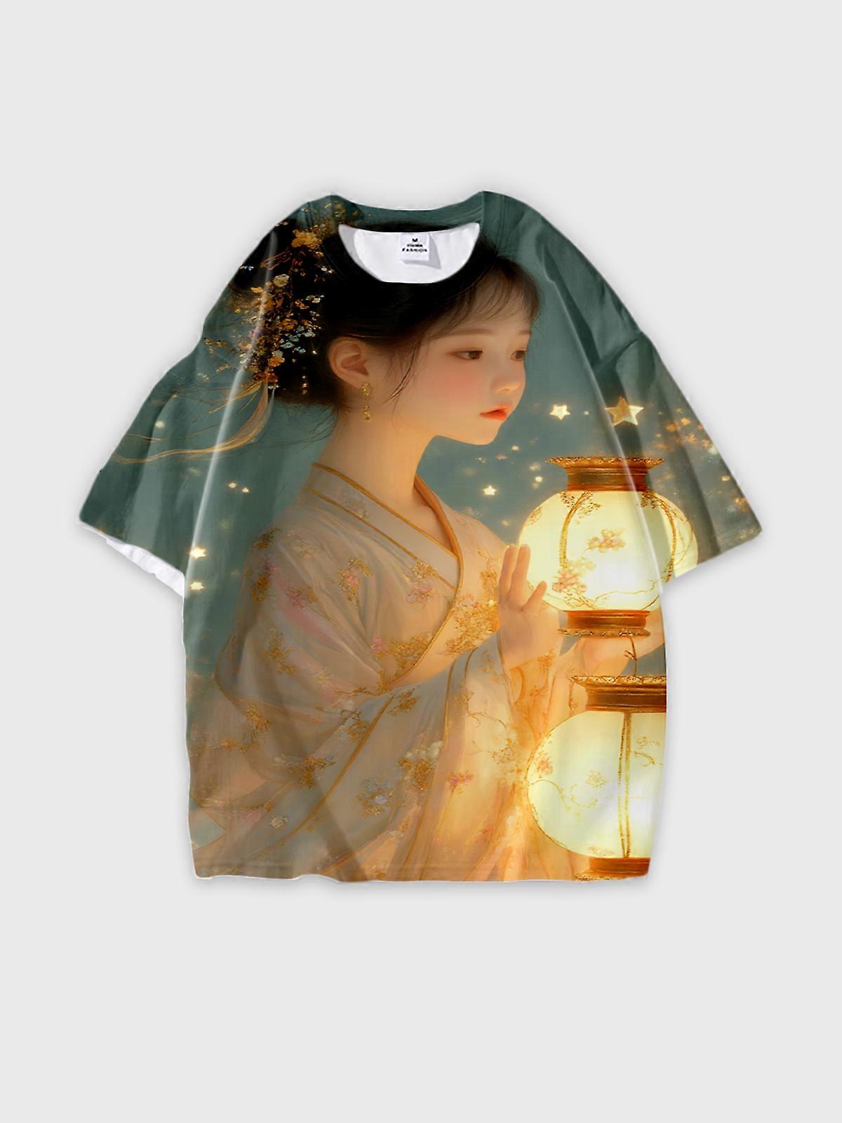T-Shirt Short Sleeve Round Neck, Summer Casual Loose Graphic Tee, Unisex Pattern V2368