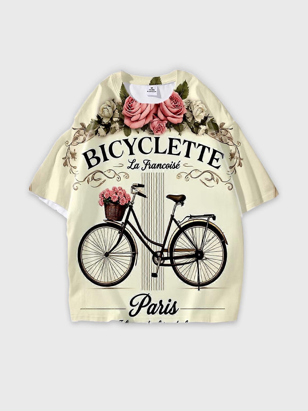 T-Shirt Round Neck, Loose Short Sleeve Pattern Graphic Tee, Unisex Summer Casual Top U2238
