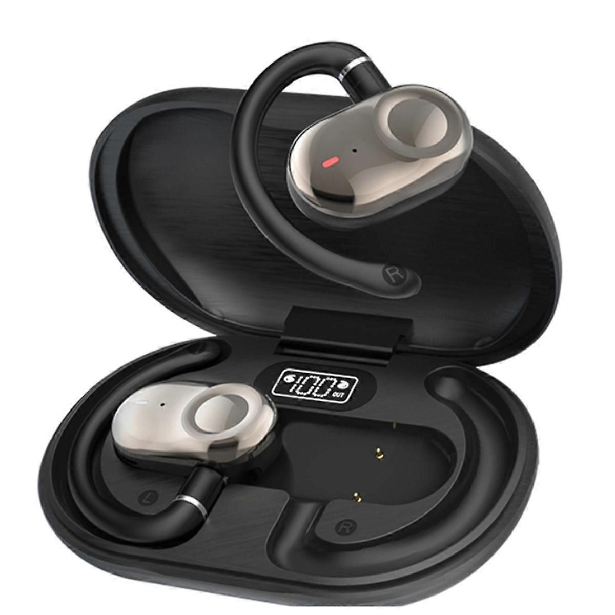 JM18 Ear-Hook Translation Earphones,Open-Type Bluetooth 5.4 Earphones Rotating Sports Open-Type Ear-Hook Black