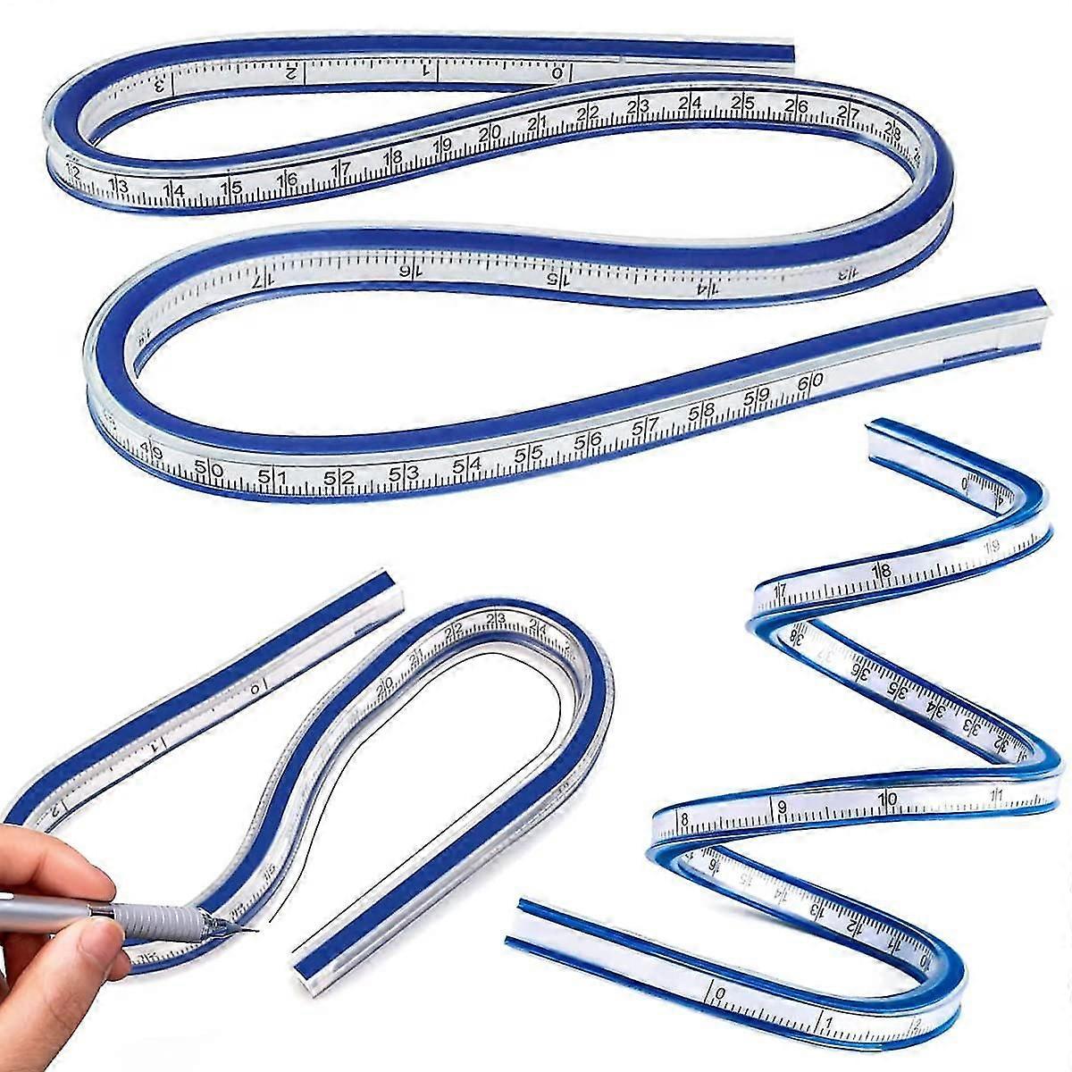 3Pcs Flexible Curve Ruler, Plastic Measuring Tool Double Sided Plastic Flexible Curve Ruler Creative Measuring Tool Creative Ruler for Drawing Paintin