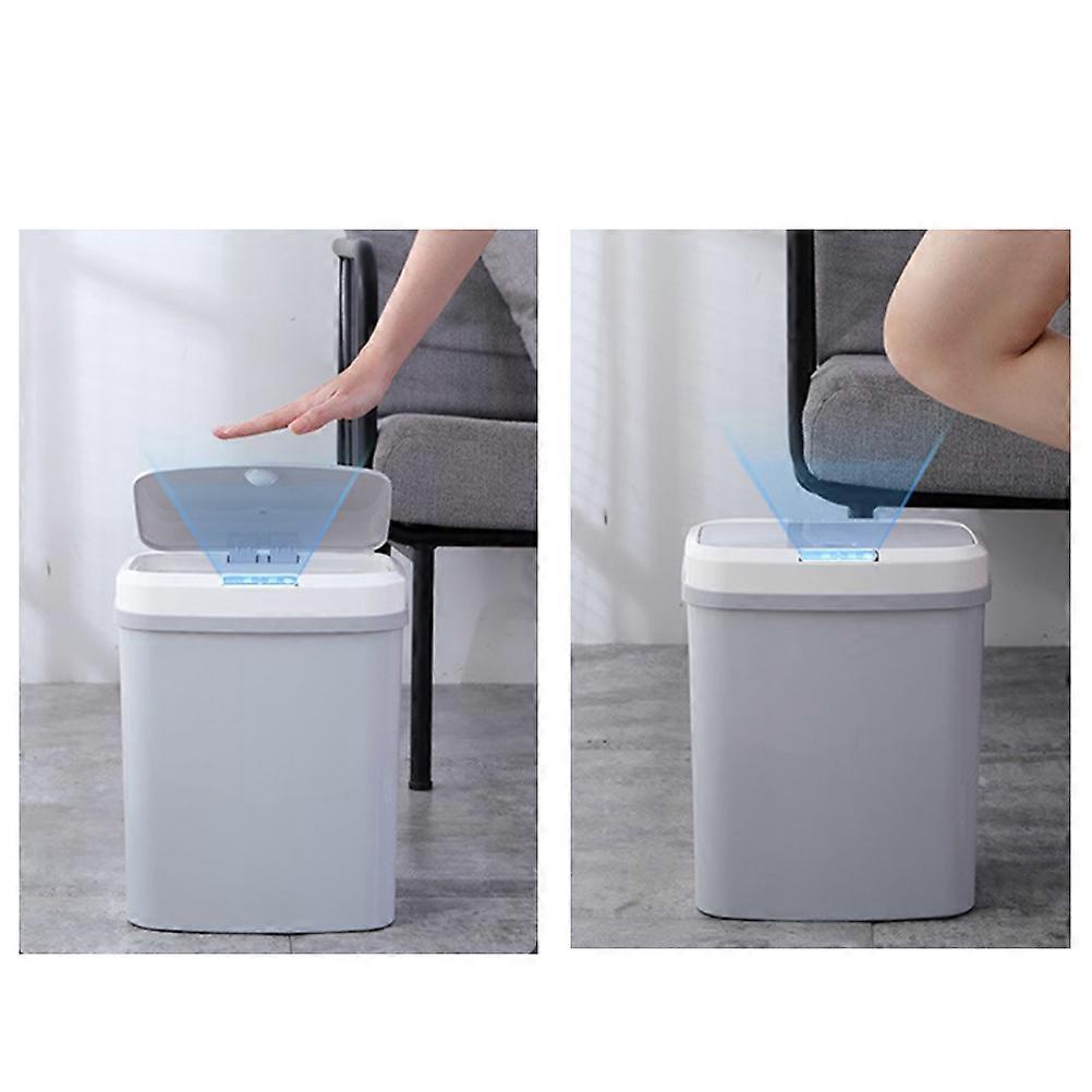 Hands- Trash Can 15L For Home Use With Motion Sensor Lid And Waterproof Design Stylish Grey 1Pcs