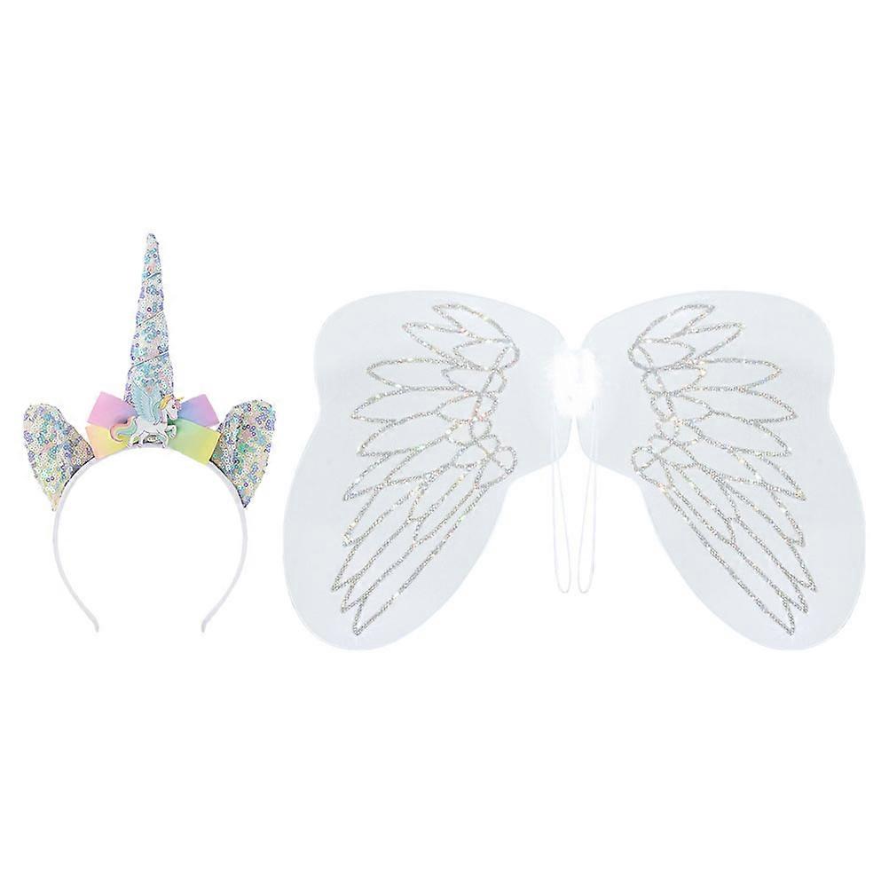 Cute Unicorn Wing Costume with Headband for Kids Party Lightweight Comfortable Fluffy and Delicate Design Fits All Ages