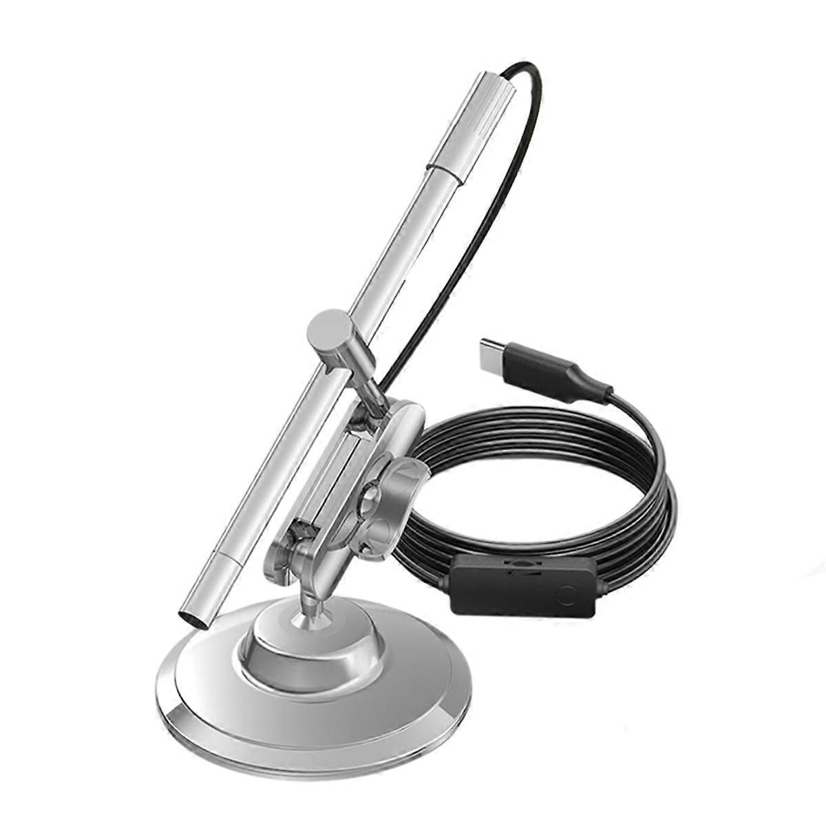 USB-C Digital Microscope, 10X to 200X Magnification Portable Camera with 8 LED Lights, Handheld Rotating Metal Stand