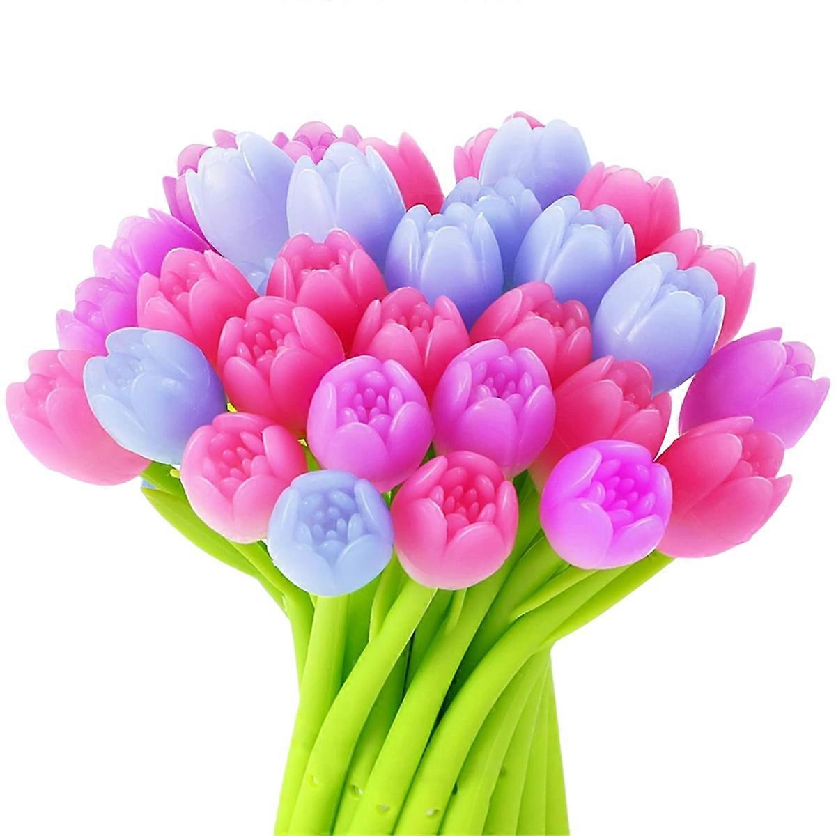 Color Changing Tulip Flower Pens, 50 Pcs Tulip Gel Ink Pen Bulk
