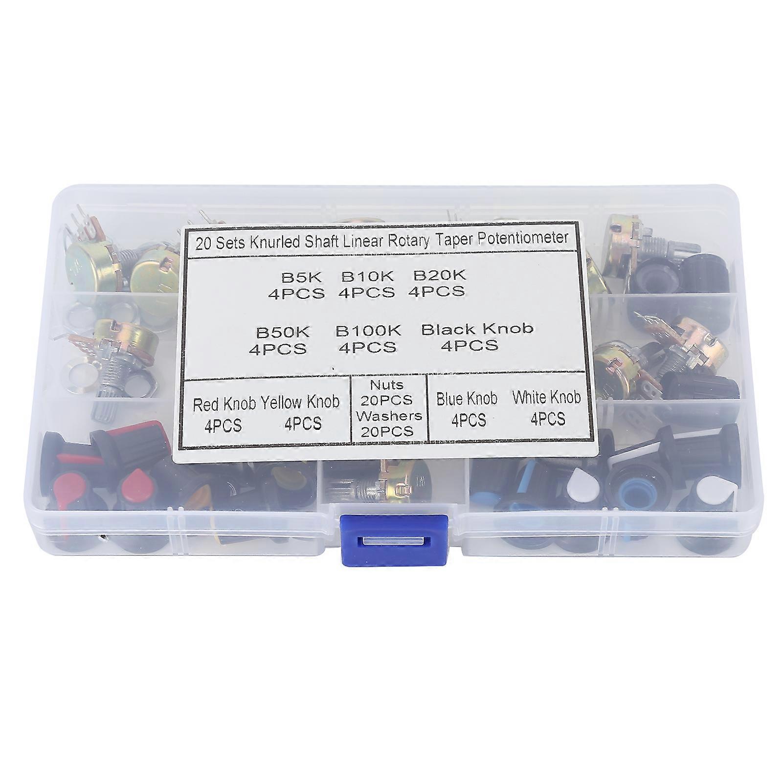 80Pcs Potentiometer Set B5K-B100K Linear Taper with Knobs