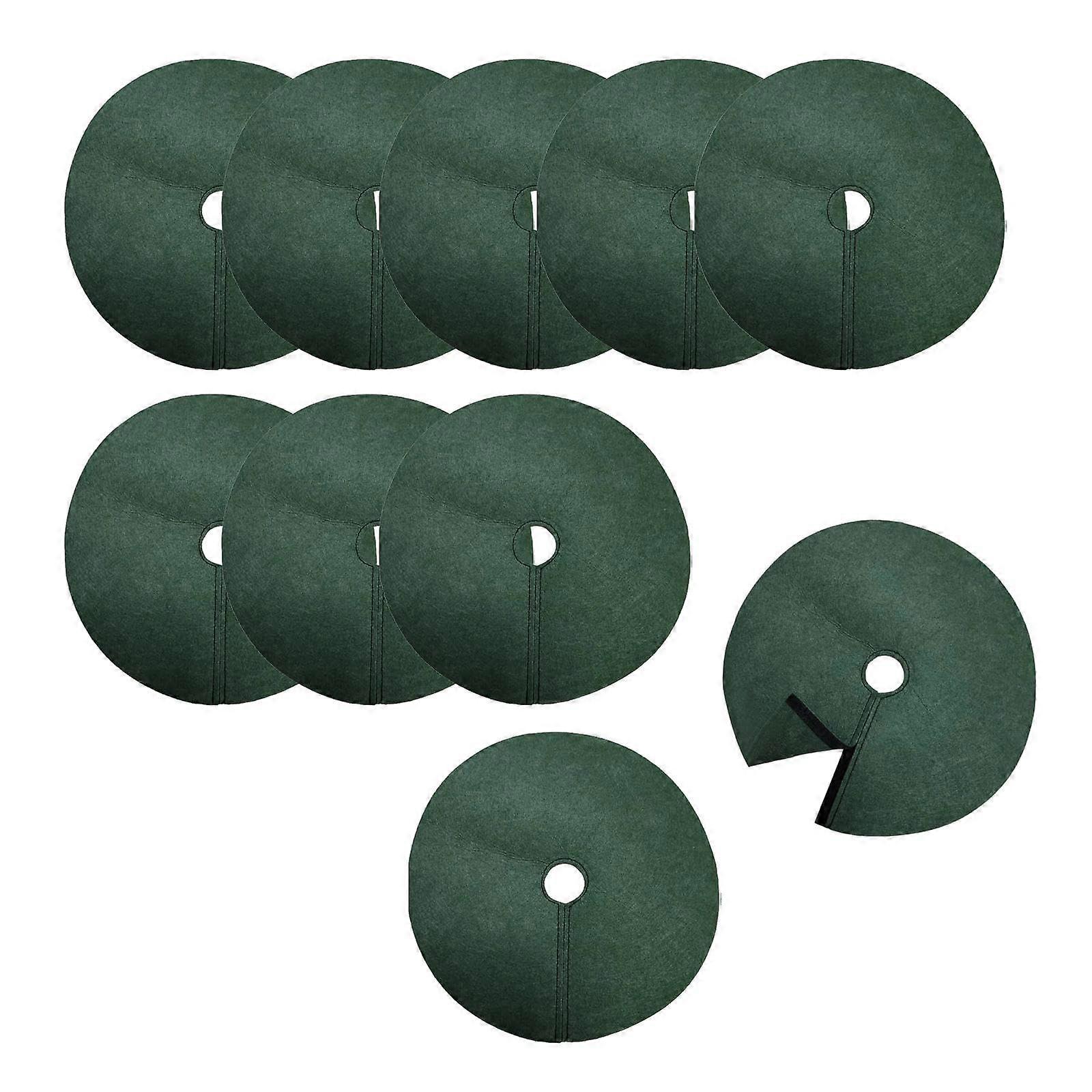 Tree Mulch Rings 10Piece, Weed Barrier Fabric With Hole, Round Plant Protection, Degradable Fleece, Landscape Mulch