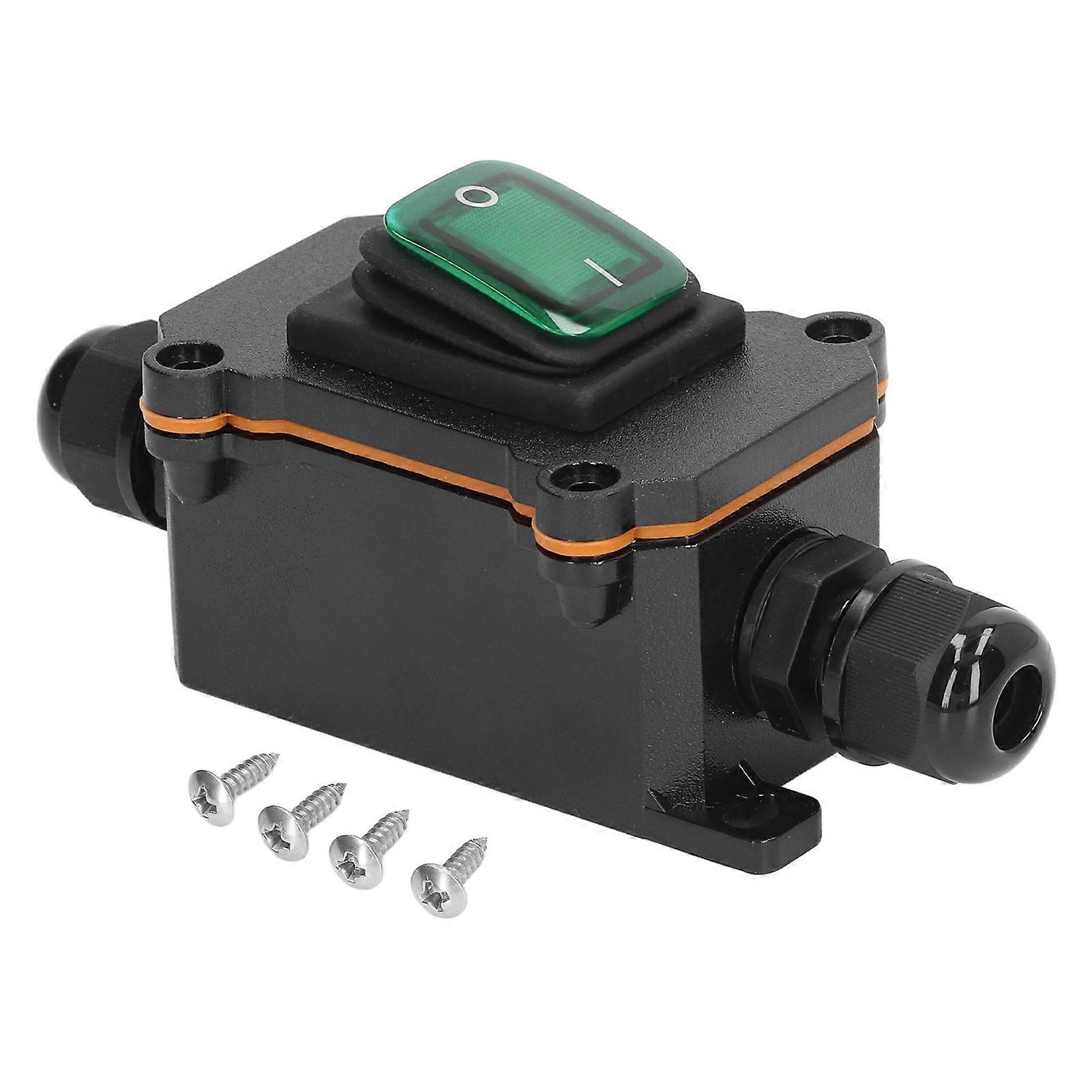 IP65 Waterproof Outdoor Rocker Switch, 4 Pin, 2 Position, Green